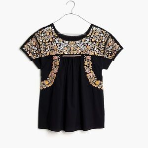 Madewell Embroidered Springtime Top in Black
